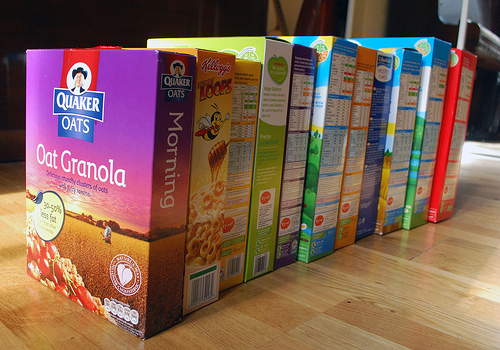 cereal boxes photo